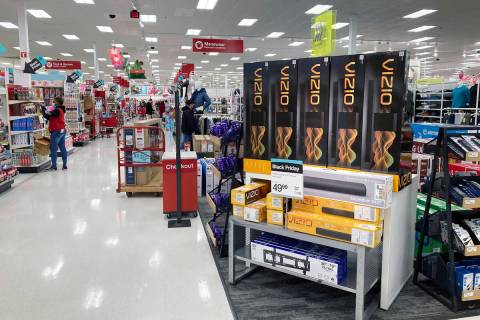 Black Friday promotions are seen at a Target store in Clifton, New Jersey, on Monday, November ...