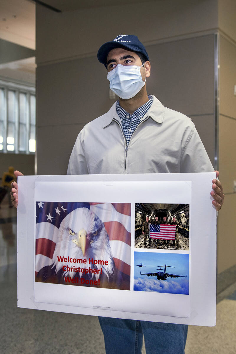 Afghan evacuee Benny awaits the arrival of pilot and friend Christopher Hoffman and his family ...