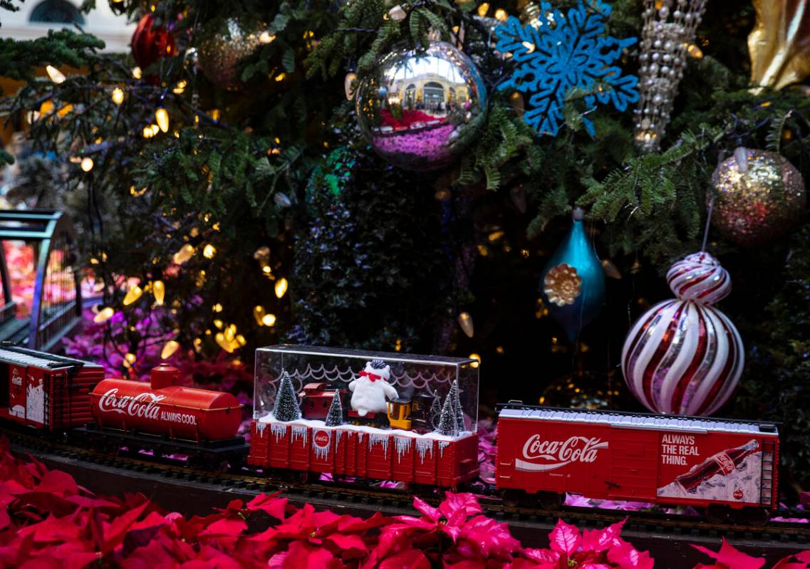 The Bellagio Conservatory's holiday display "Holiday Time" is shown, on Tuesday, Nov. 23, 2021, ...