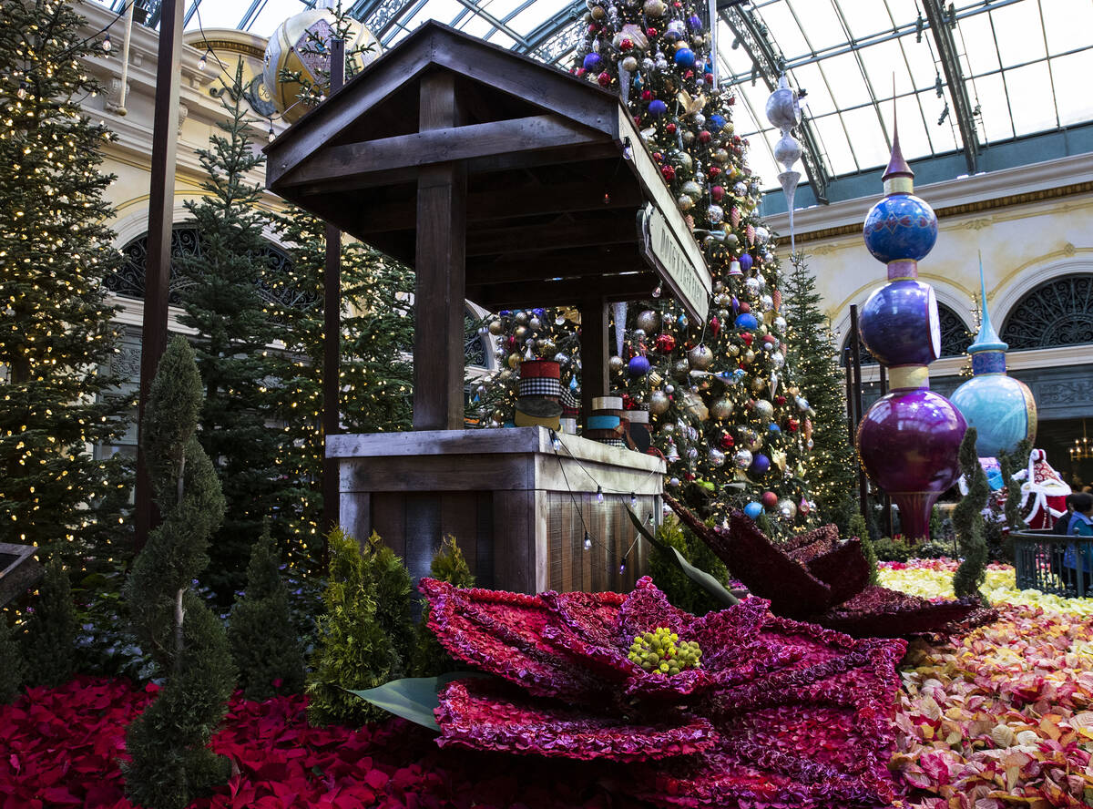 The Bellagio Conservatory's holiday display "Holiday Time" is shown, on Tuesday, Nov. 23, 2021, ...