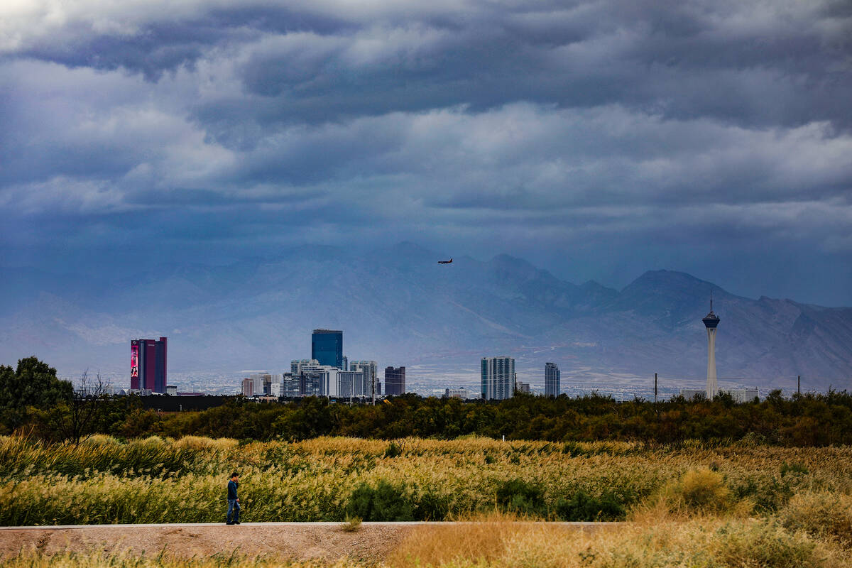 The Strip seen from the Clark County Wetlands Park in Las Vegas in October 2021. (Rachel Aston ...