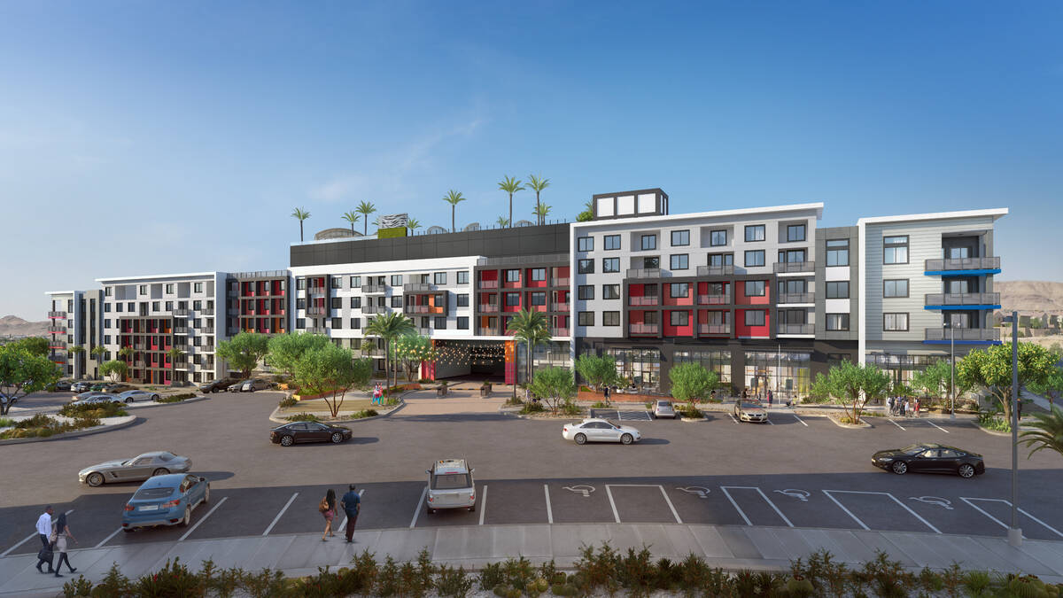 An artist's rendering of a planned new apartment complex at The Gramercy, a mixed-use developme ...