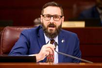 Assemblyman Gregory Hafen II, R-Pahrump, speaks during a meeting in the Legislative Building in ...