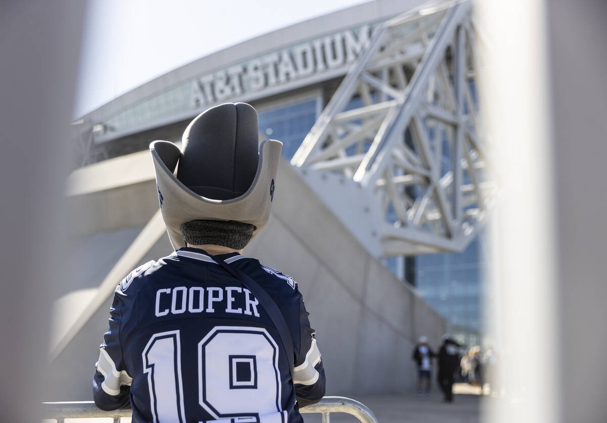 A Cowboys fan before the start of an NFL football game against the Raiders on Thursday, Nov. 25 ...