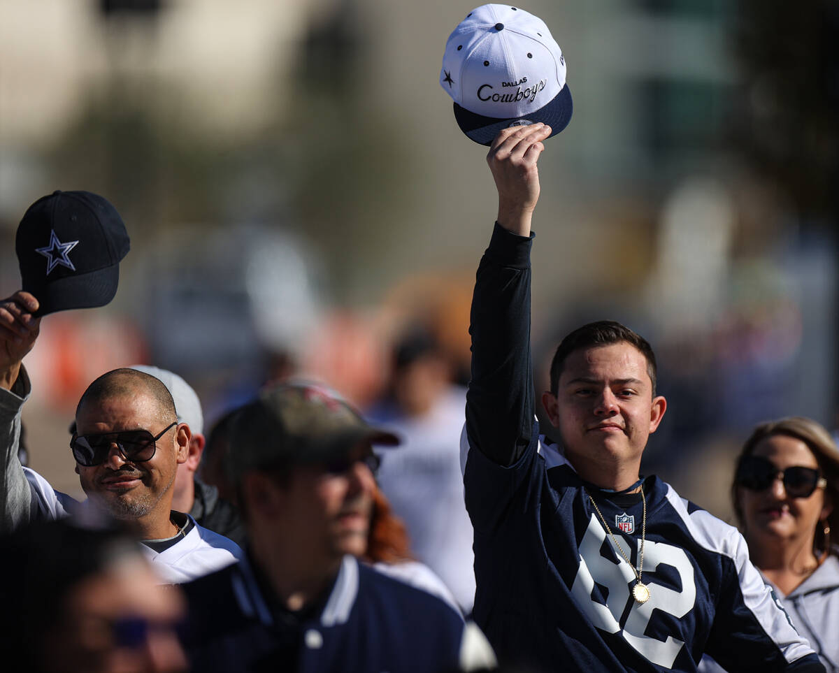 Cowboys fans before the start of an NFL football game against the Raiders on Thursday, Nov. 25, ...