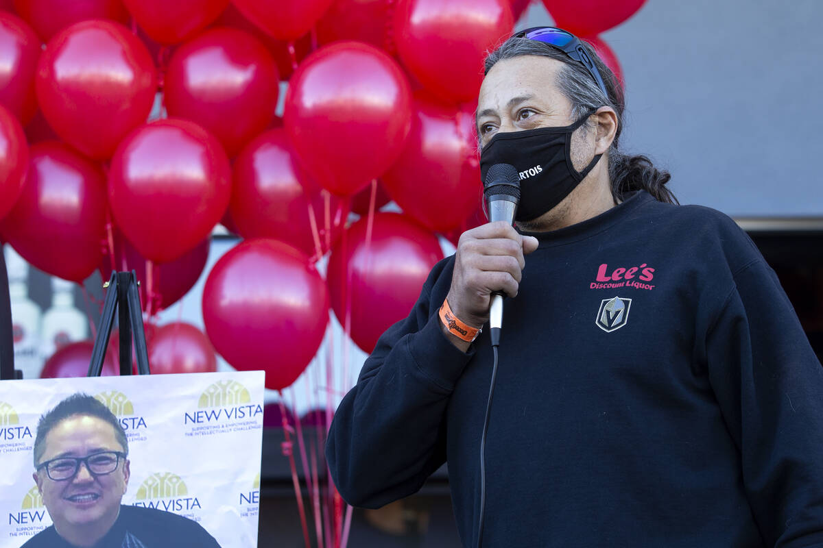 Ruben Gross, a childhood friend of Kenny Leeճ, speaks during a vigil to the late Southern ...