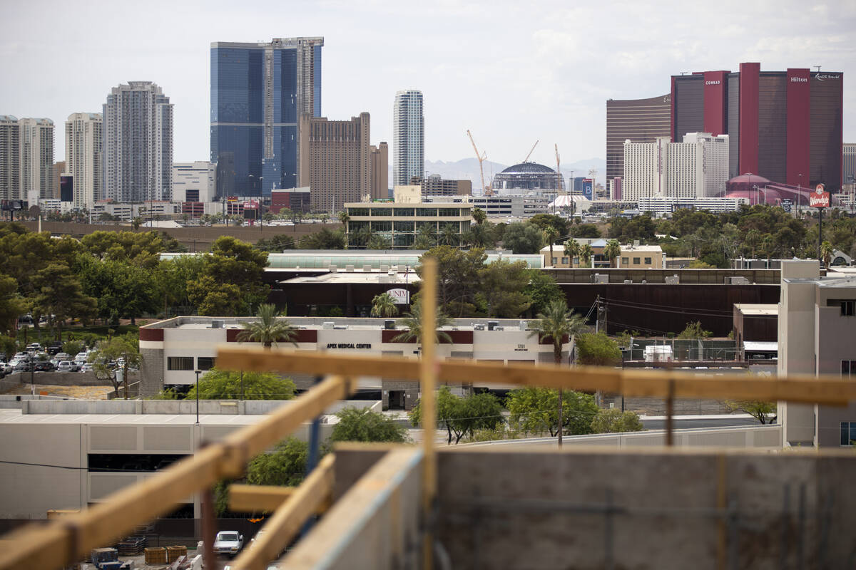 The view from the Kirk Kerkorian School of Medicine at UNLV construction site in Las Vegas, Wed ...