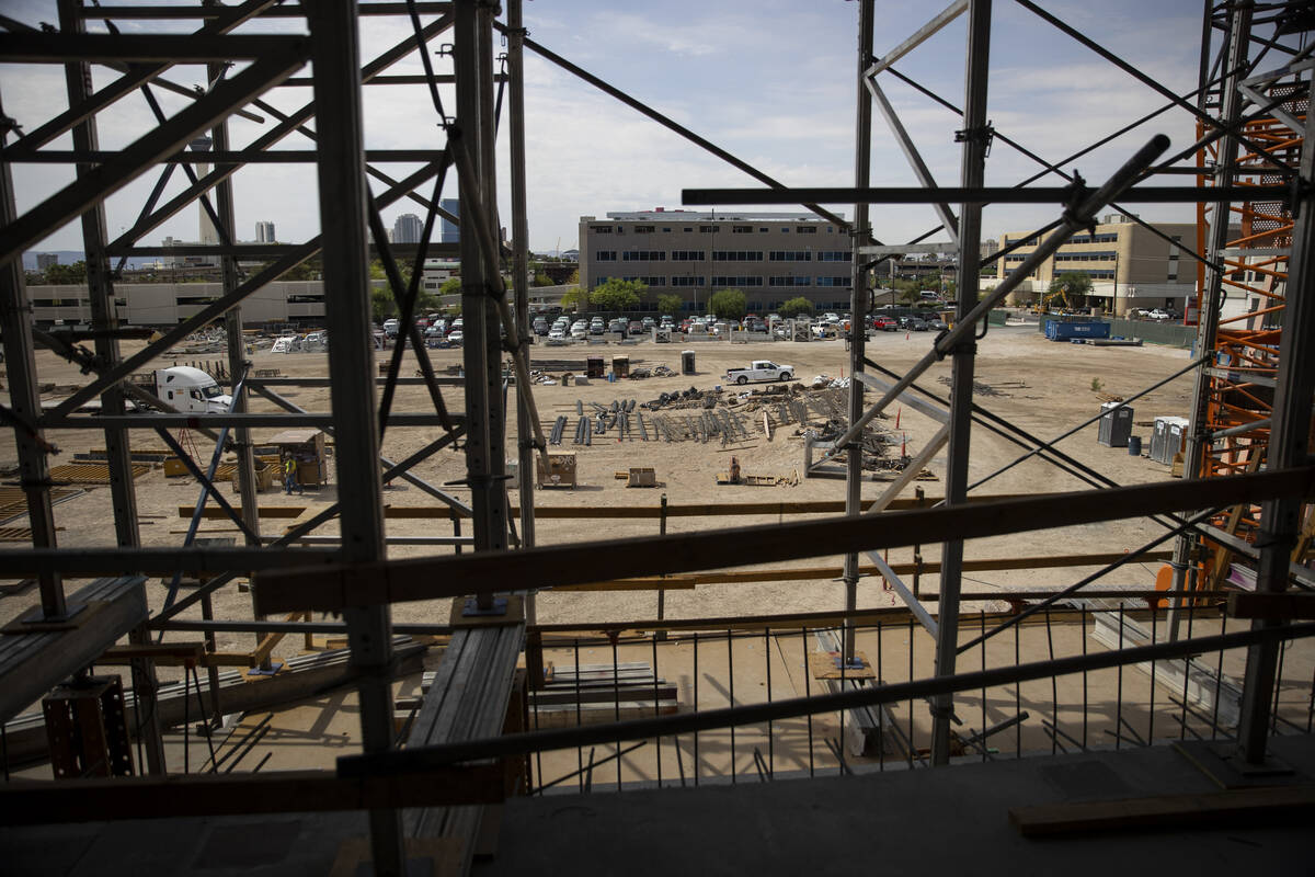 The Kirk Kerkorian School of Medicine at UNLV construction site in Las Vegas, Wednesday, July 2 ...