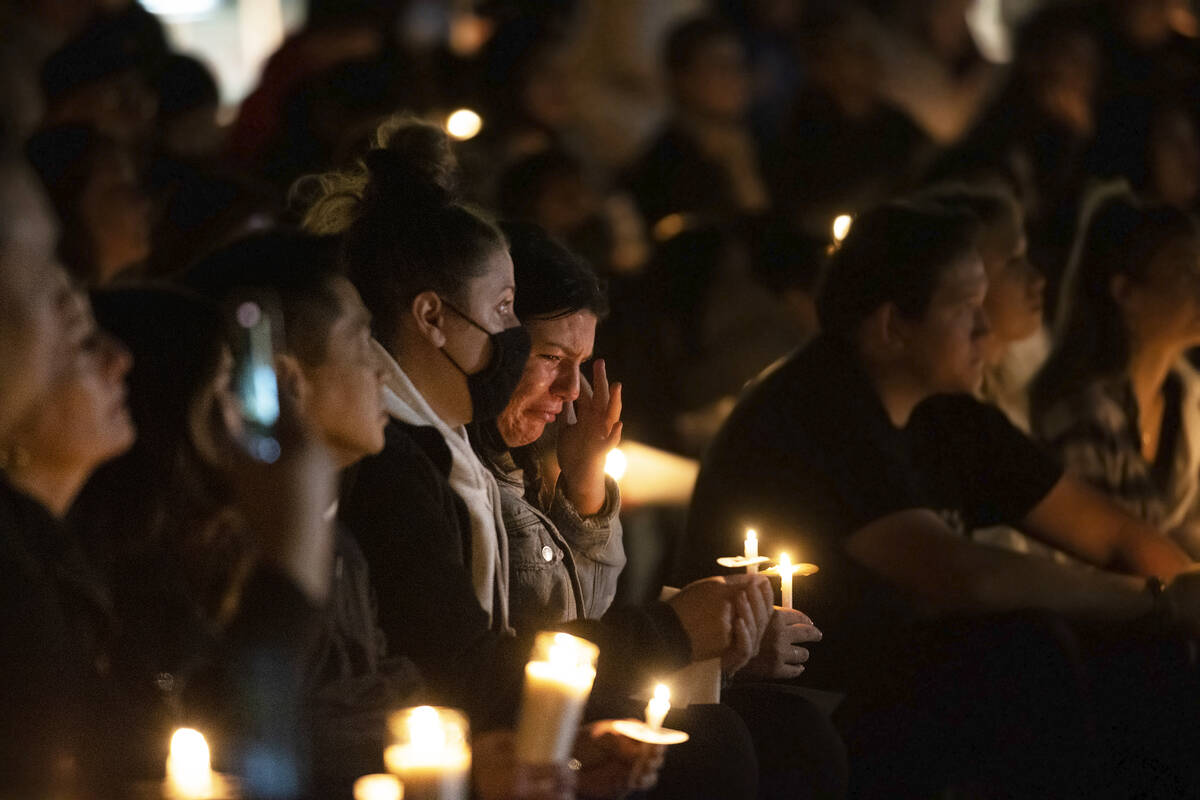 Friends and family mourn the loss of Nathan Valencia, a 20-year-old UNLV student and Bishop Gor ...