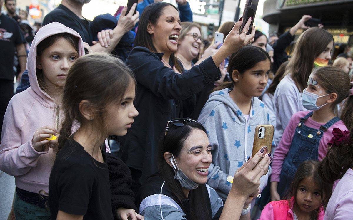 The crowd watches the Desert Torah Academy Children's Choir perform during a celebration of the ...