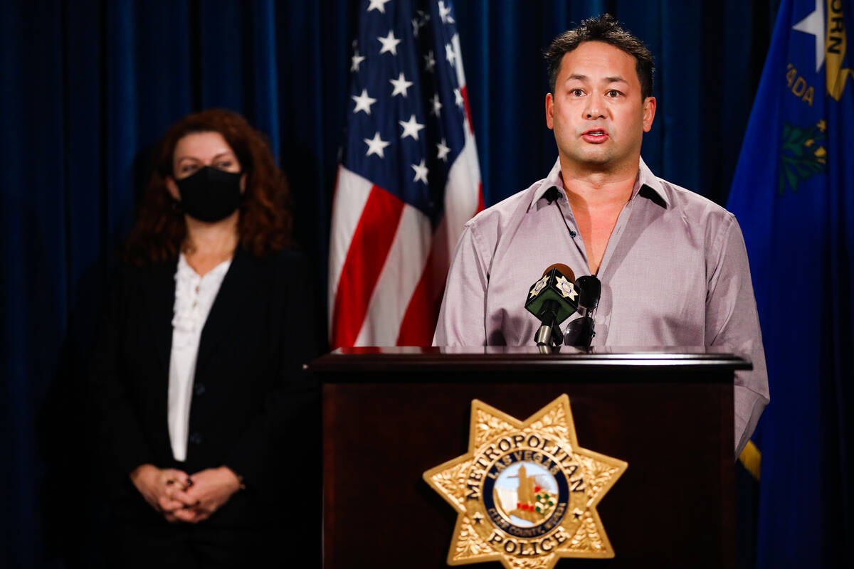 Philanthropist Justin Woo addresses the media at a news conference on Monday, Nov. 29, 2021, at ...