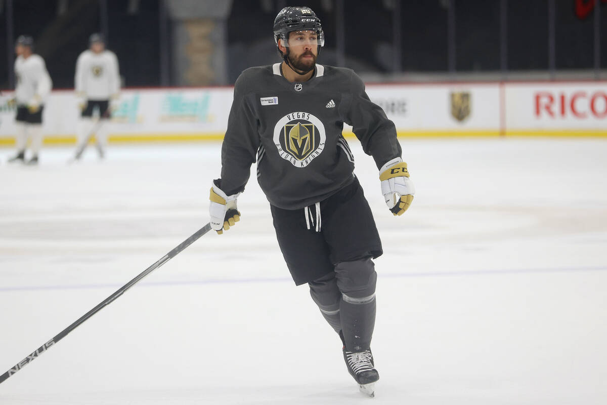 Vegas Golden Knights center Chandler Stephenson (20) during a team practice at City National Ar ...