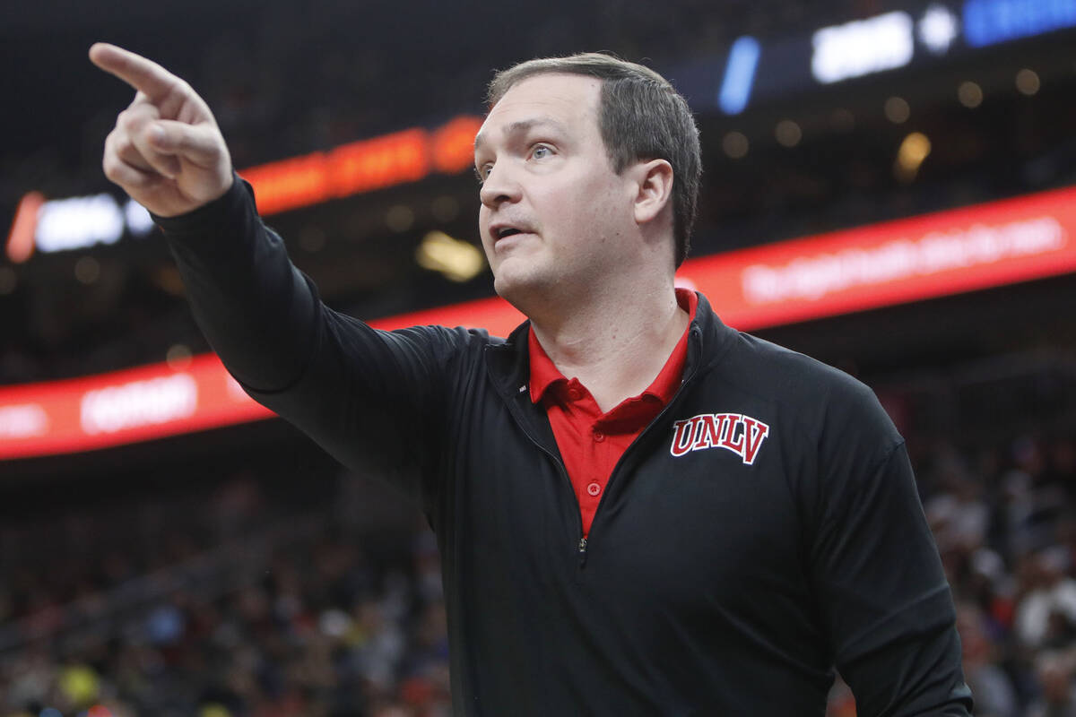 UNLV Rebels head coach Kevin Kruger gestures during the second half of a Roman Main Event first ...
