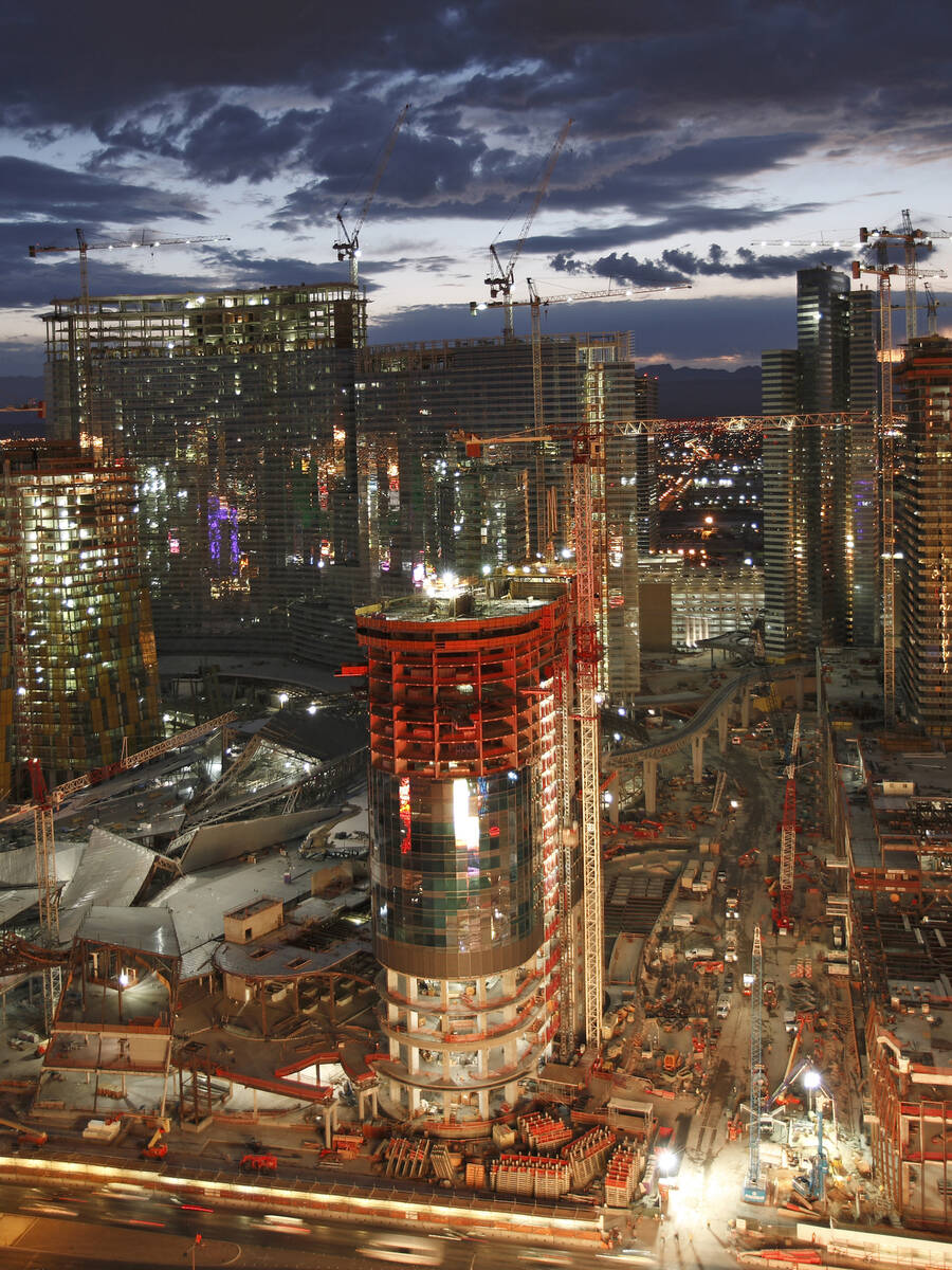 The under-construction Harmon hotel at Las Vegas' CityCenter complex, photographed on September ...