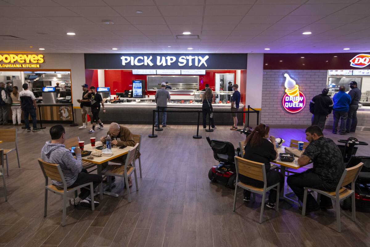 People dine and order food inside the new food court at Circus Circus in Las Vegas on Tuesday, ...