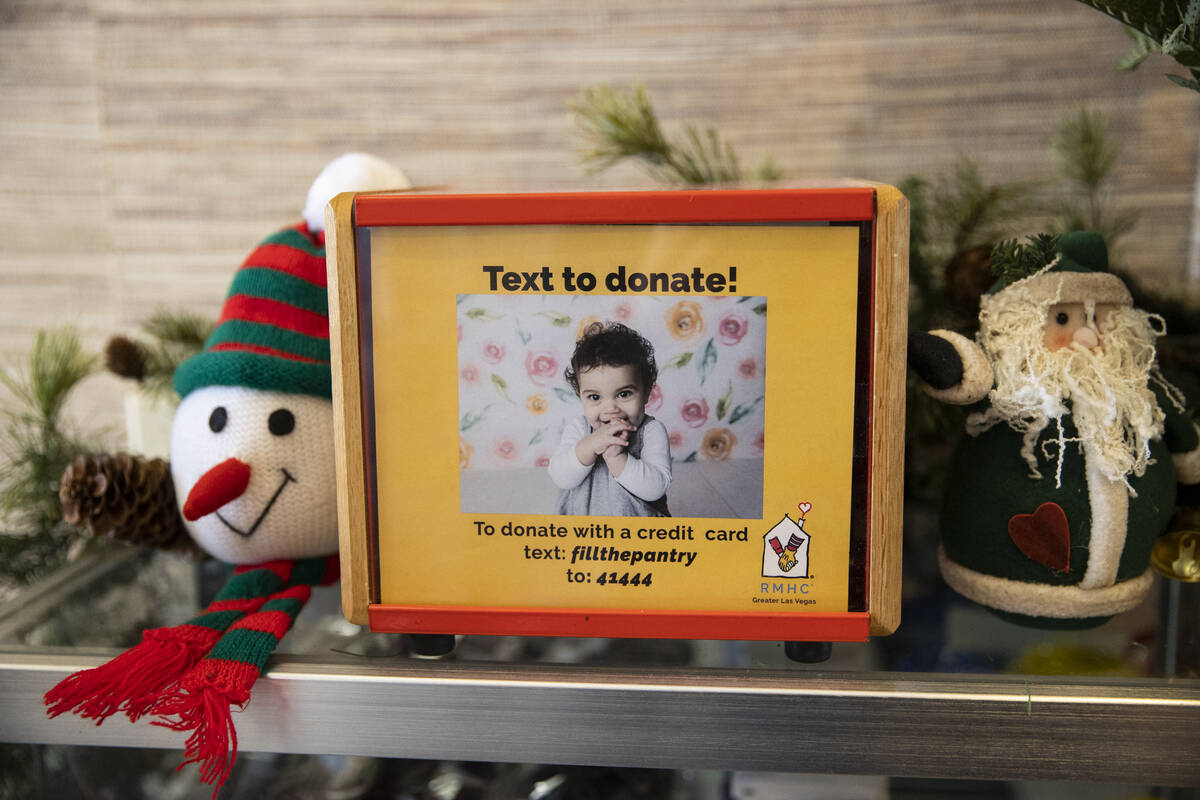 A donation box is seen at the Ronald McDonald House Charities of Greater Las Vegas headquarters ...
