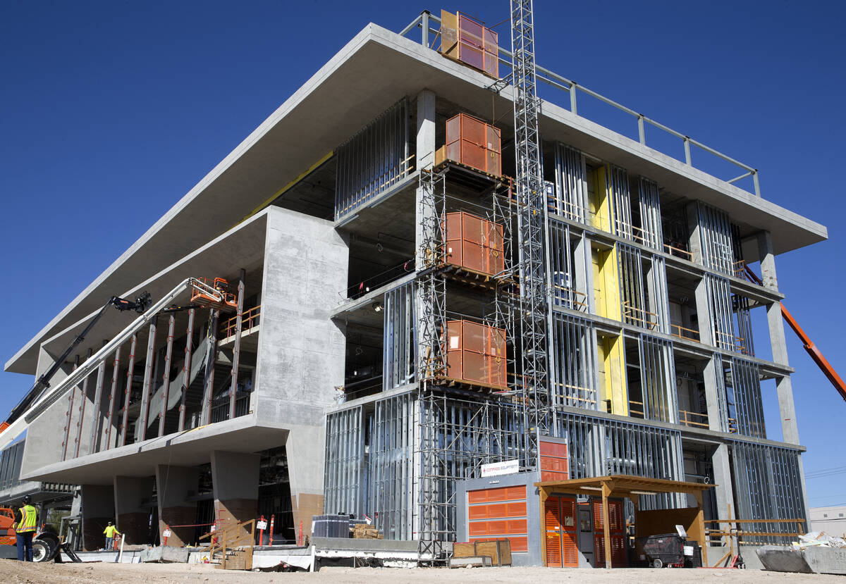 The Kirk Kerkorian School of Medicine is under construction on Friday, Oct. 15, 2021, in Las Ve ...