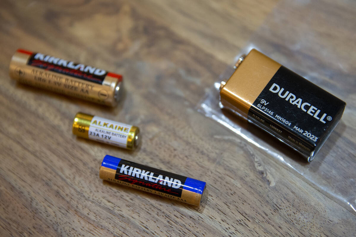 Alkaline batteries are displayed at Republic Services on Friday, Oct. 22, 2021, in North Las Ve ...