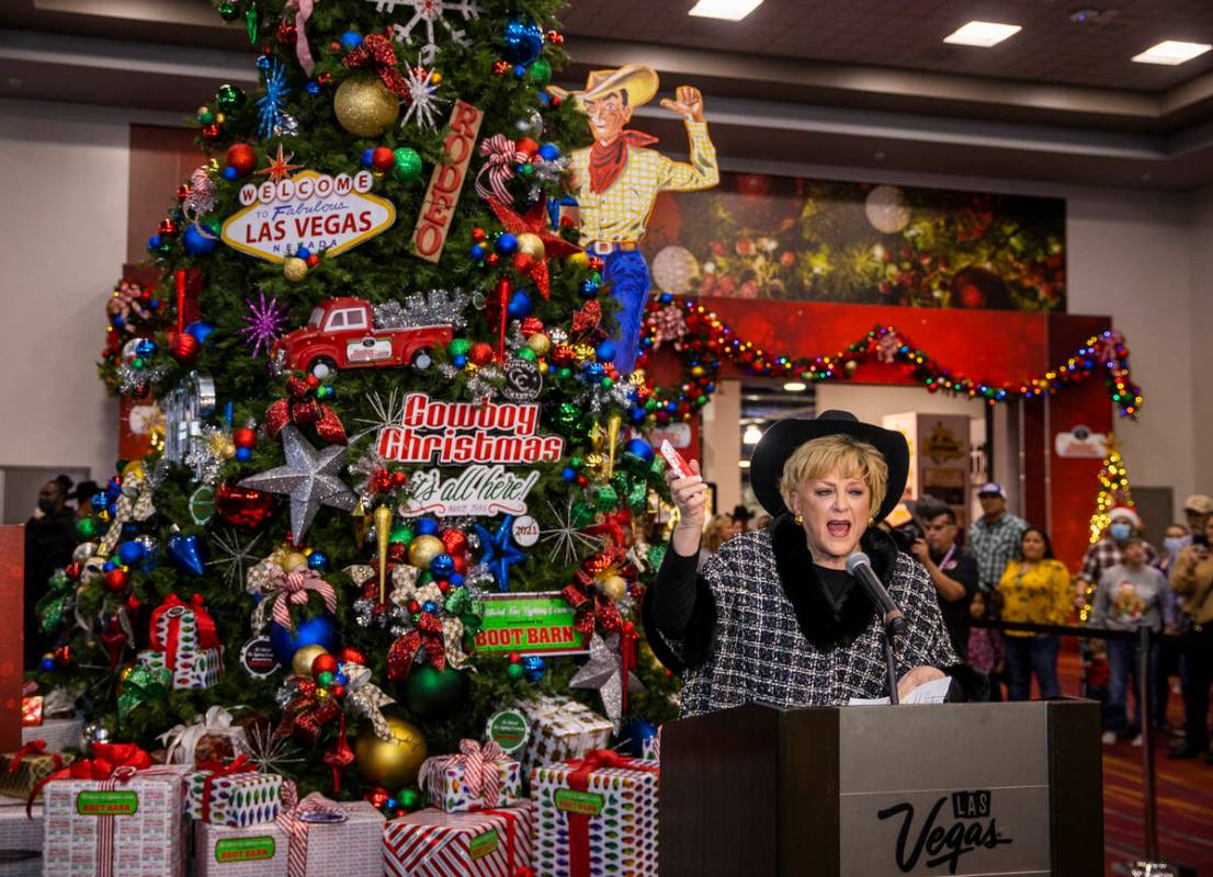 Mayor Carolyn Goodman tells folks to get out their credit cards while welcoming all during the ...
