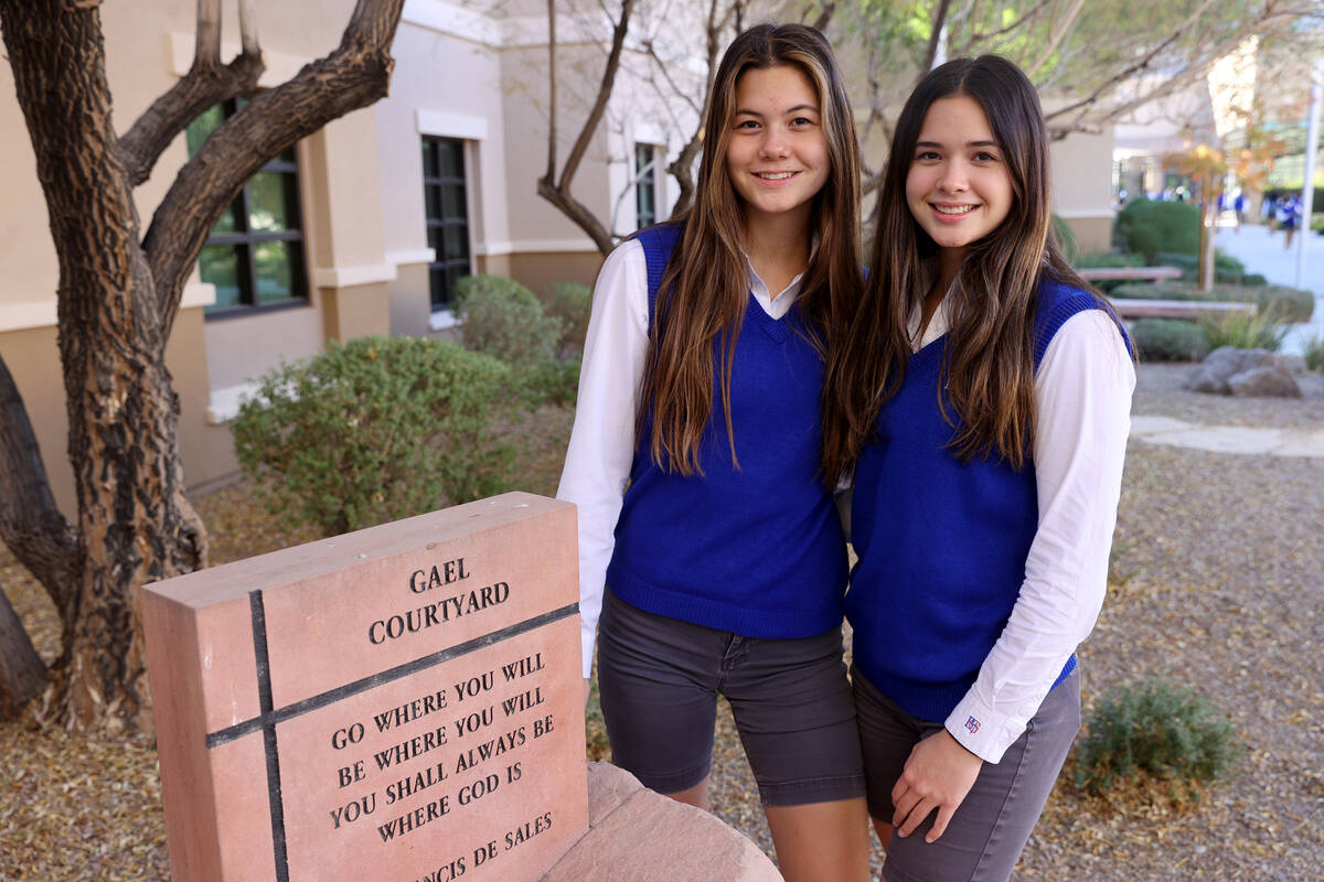 Bishop Gorman students Lauren Edgeworth, a junior, left, and her sister Caroline, a senior, at ...