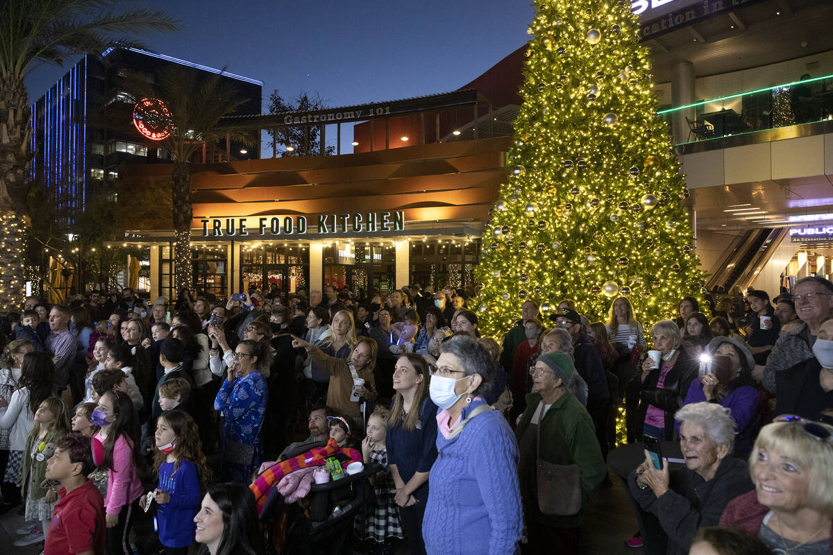 The fourth night of Hanukkah celebration with Jewish Nevada at Downtown Summerlin on Wednesday, ...