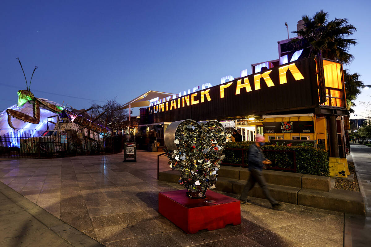 The Downtown Container Park in Las Vegas Wednesday, Feb. 17, 2021. The family of the late Tony ...