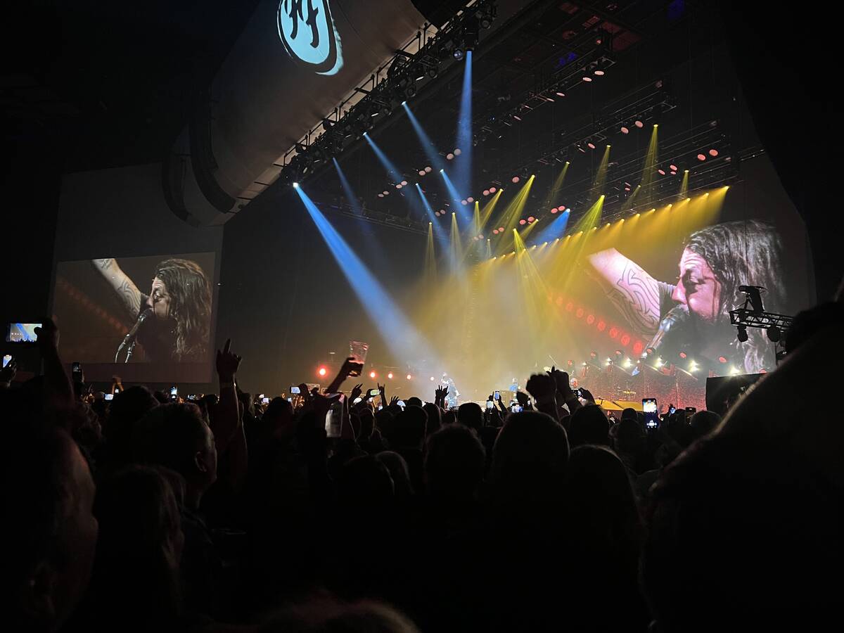 Dave Grohl of Foo Fighters is shown at Dolby Live on Saturday, Dec. 4, 2021. (John Katsilometes ...