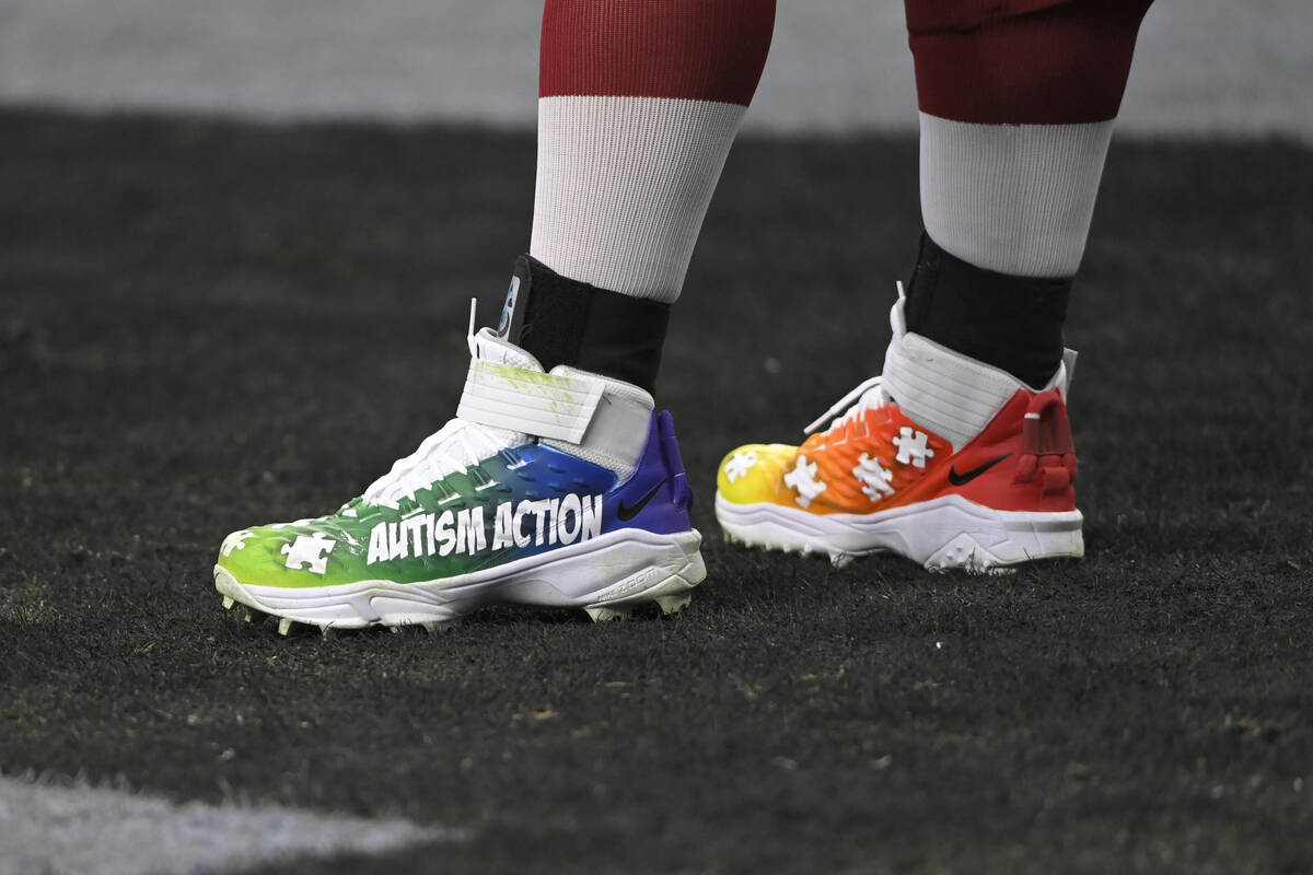 Washington Football Team halfway  Tyler Larsen (69) with My Cause My Cleats shoes earlier  an NFL f ...
