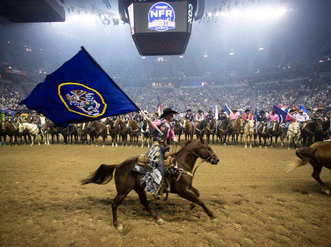 Competitors lined up during the opening ceremony to compete in the fifth round of the Wrangler ...
