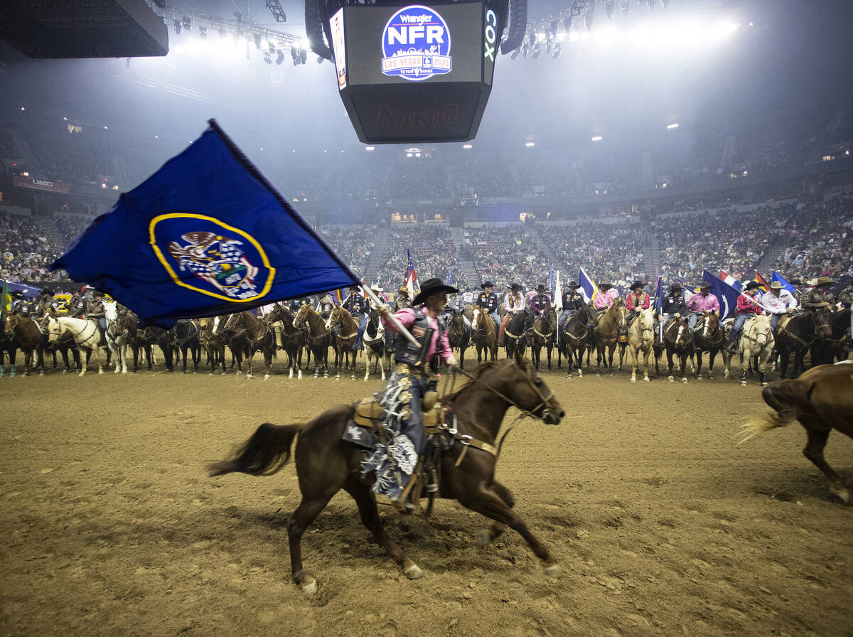 Competitors lined up   during the opening   ceremonial  successful  the 5th  circular  of the Wrangler National Fi ...