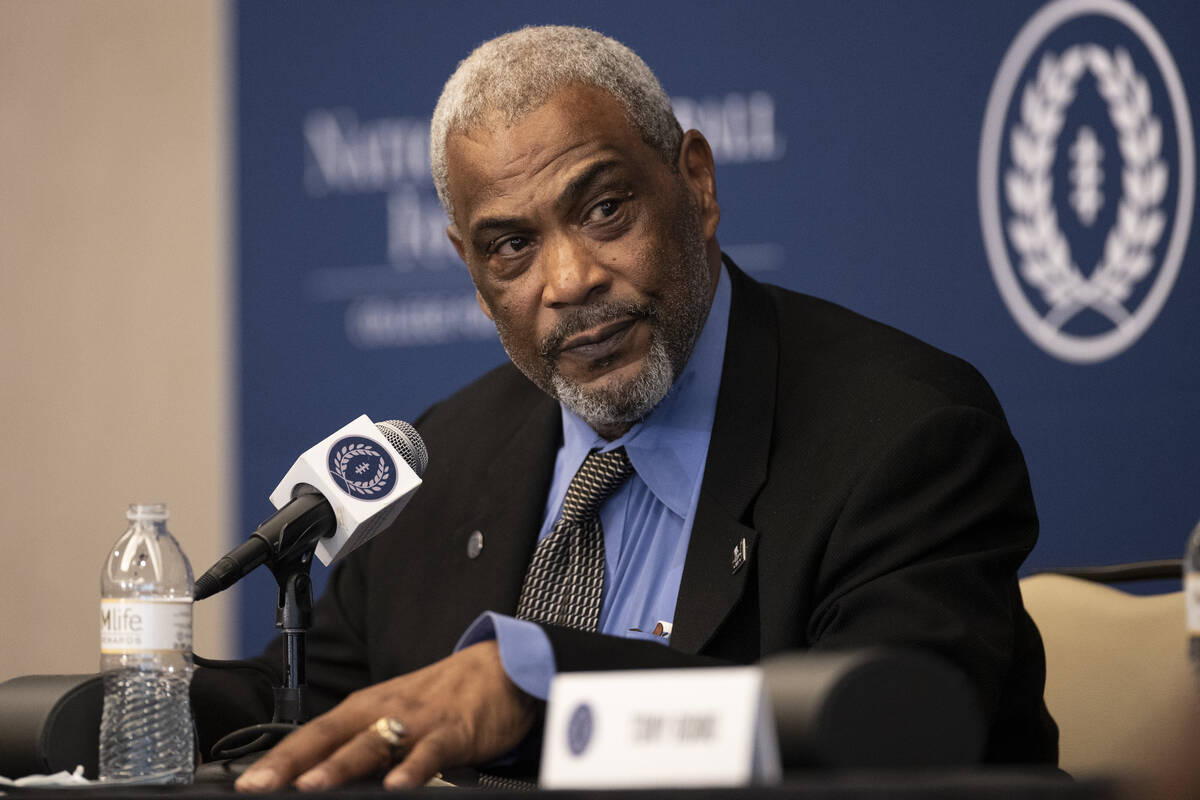 Former football player Kenneth Sims participates during the College Football Hall of Fame intro ...