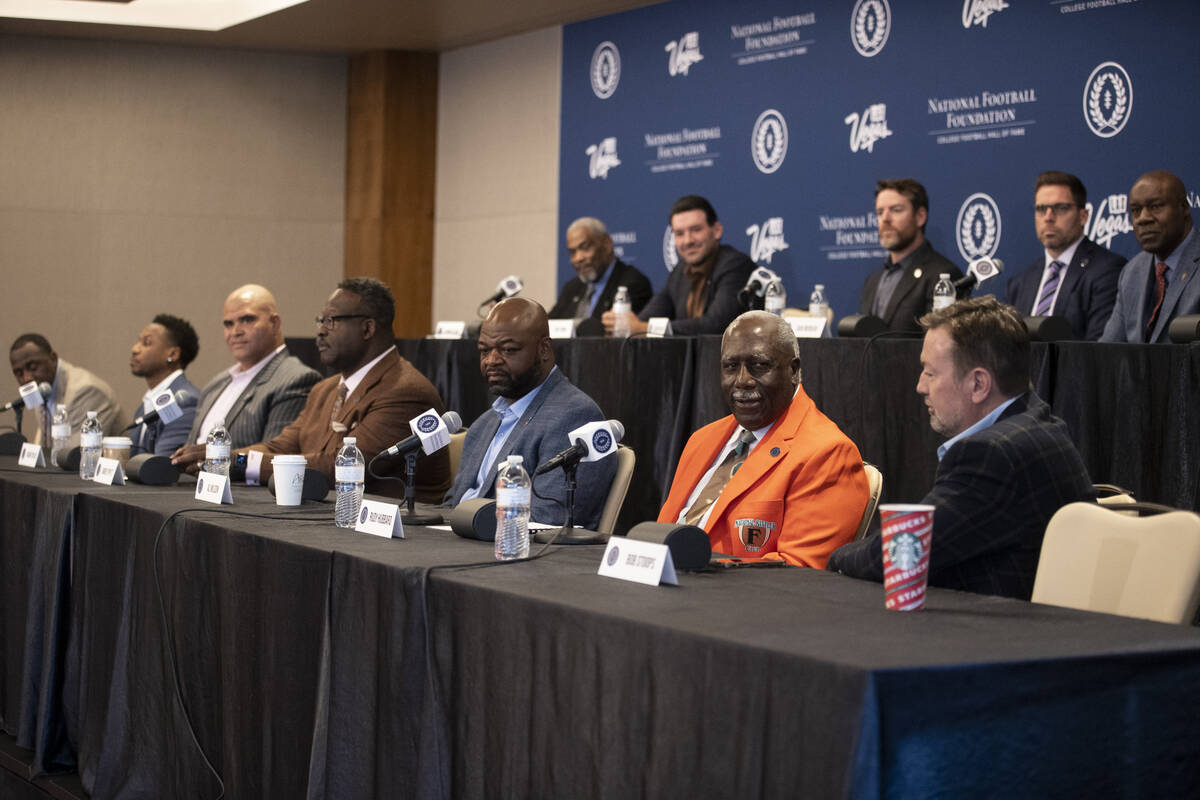 Inductees participate during the College Football Hall of Fame introduction ceremony of the 202 ...