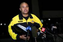 Homicide Lt. Ray Spencer gives a briefing to the press in March 2021 in Las Vegas. (Ellen Schmi ...