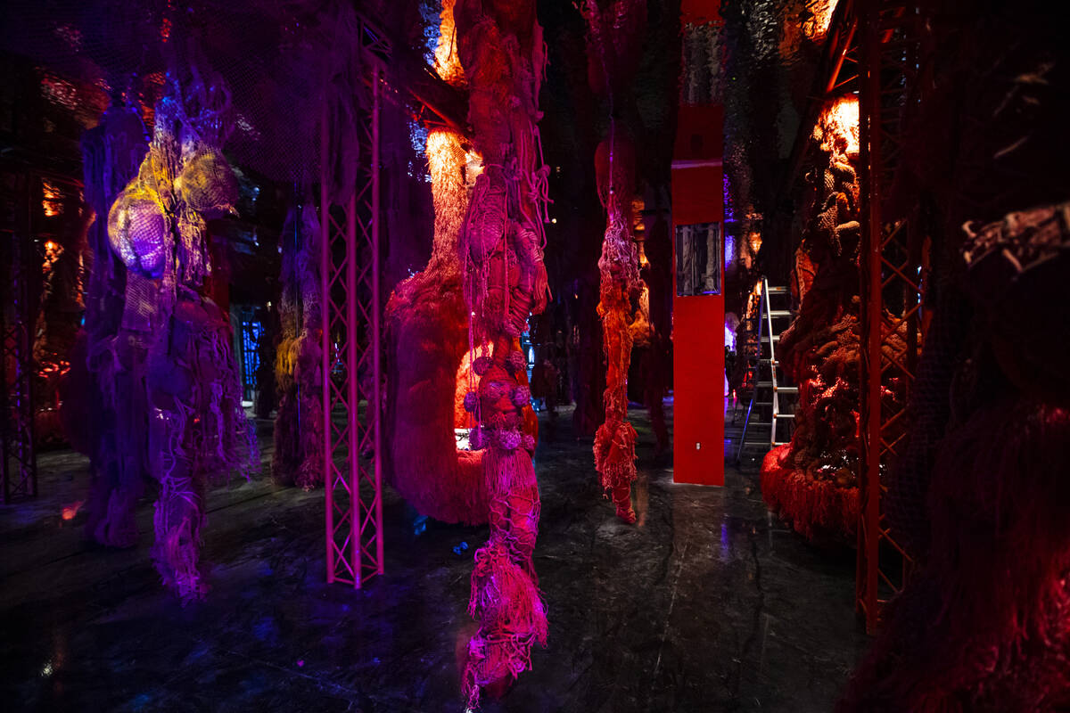 Coral reefs are depicted in a room during a tour of Arcadia Earth, an immersive experience high ...