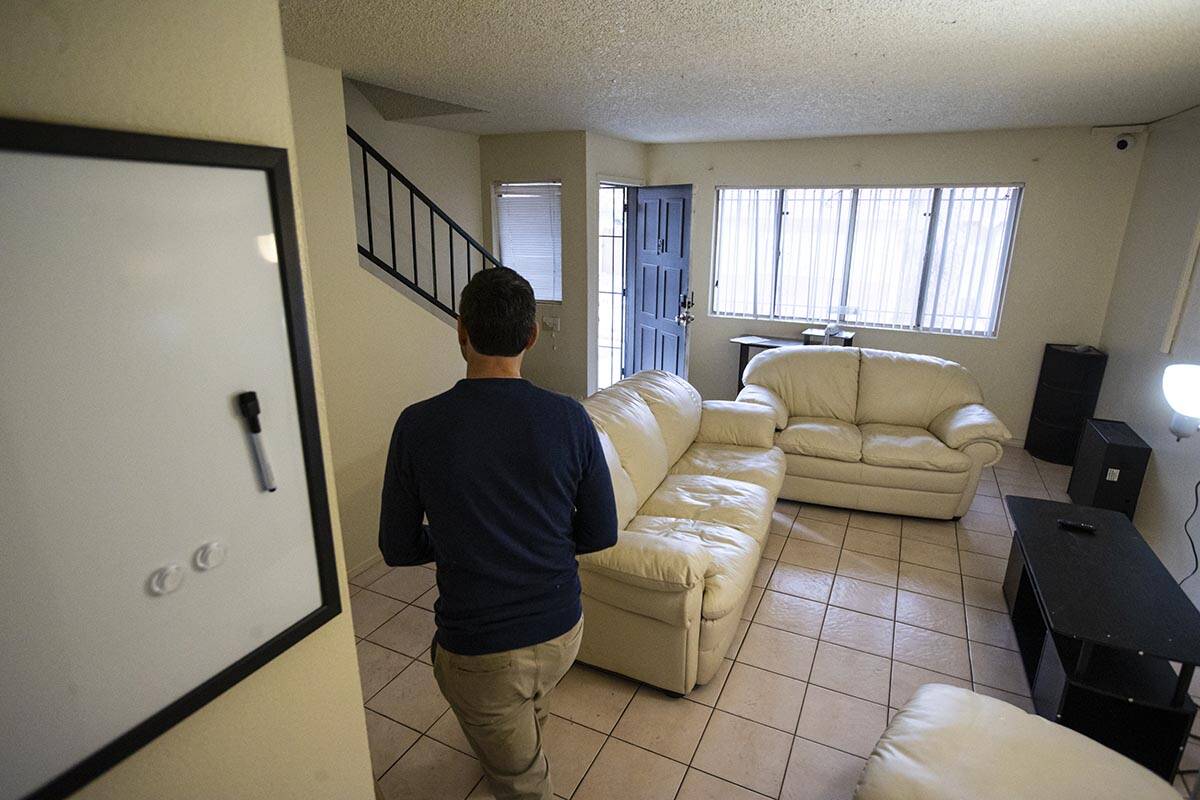 Arash Ghafoori, executive director of the Nevada Partnership for Homeless Youth, gives a tour o ...