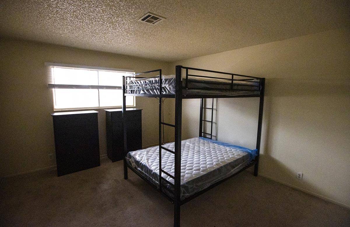 A bedroom at a home that is part of the new transitional rehousing program by the Nevada Partne ...