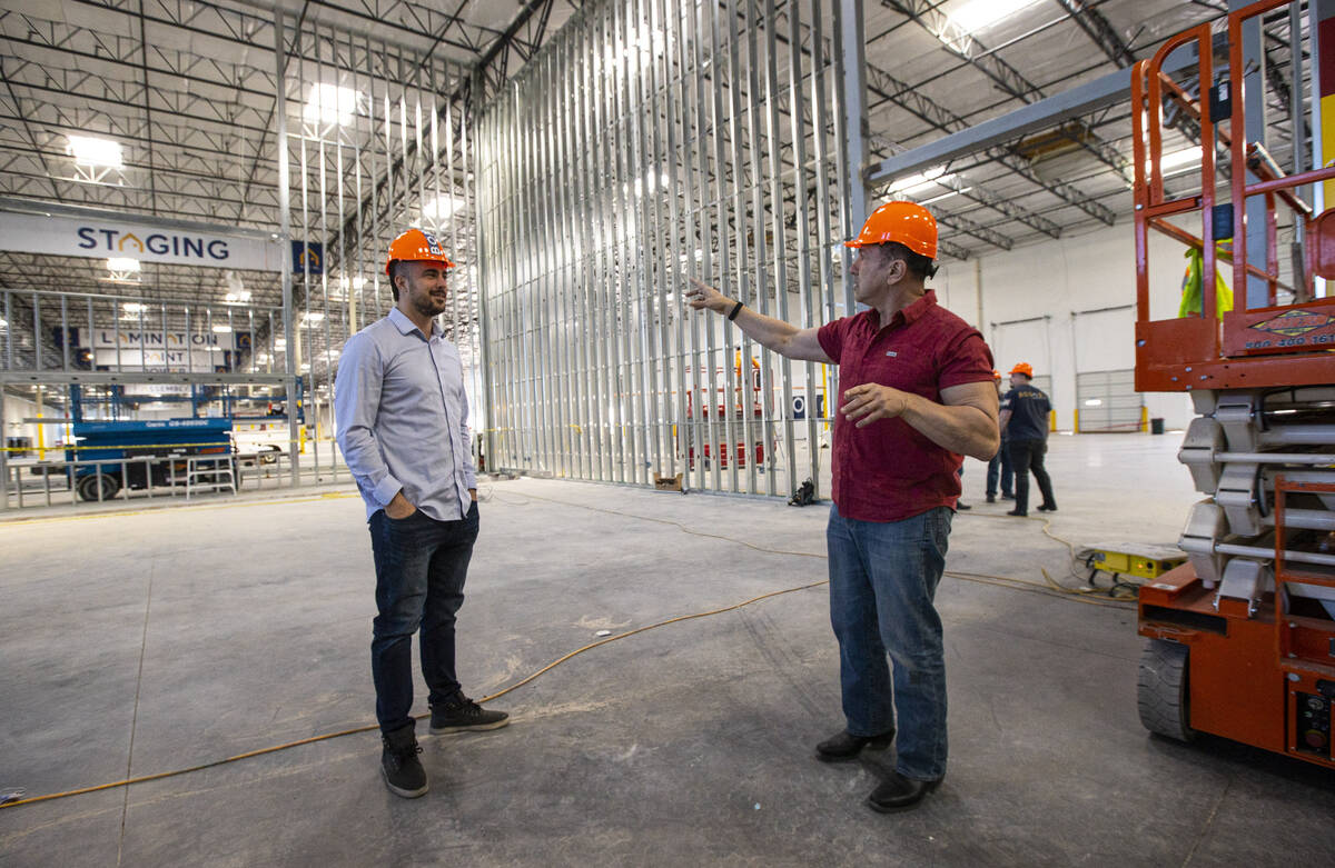 Paolo Tiramani, founder and CEO of Boxabl, right, and son and co-founder Galiano Tiramani talk ...