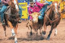 Steer wrestler Cody Devers from earlier this week at NFR. Mandatory credit: PRCA photo by Phill ...