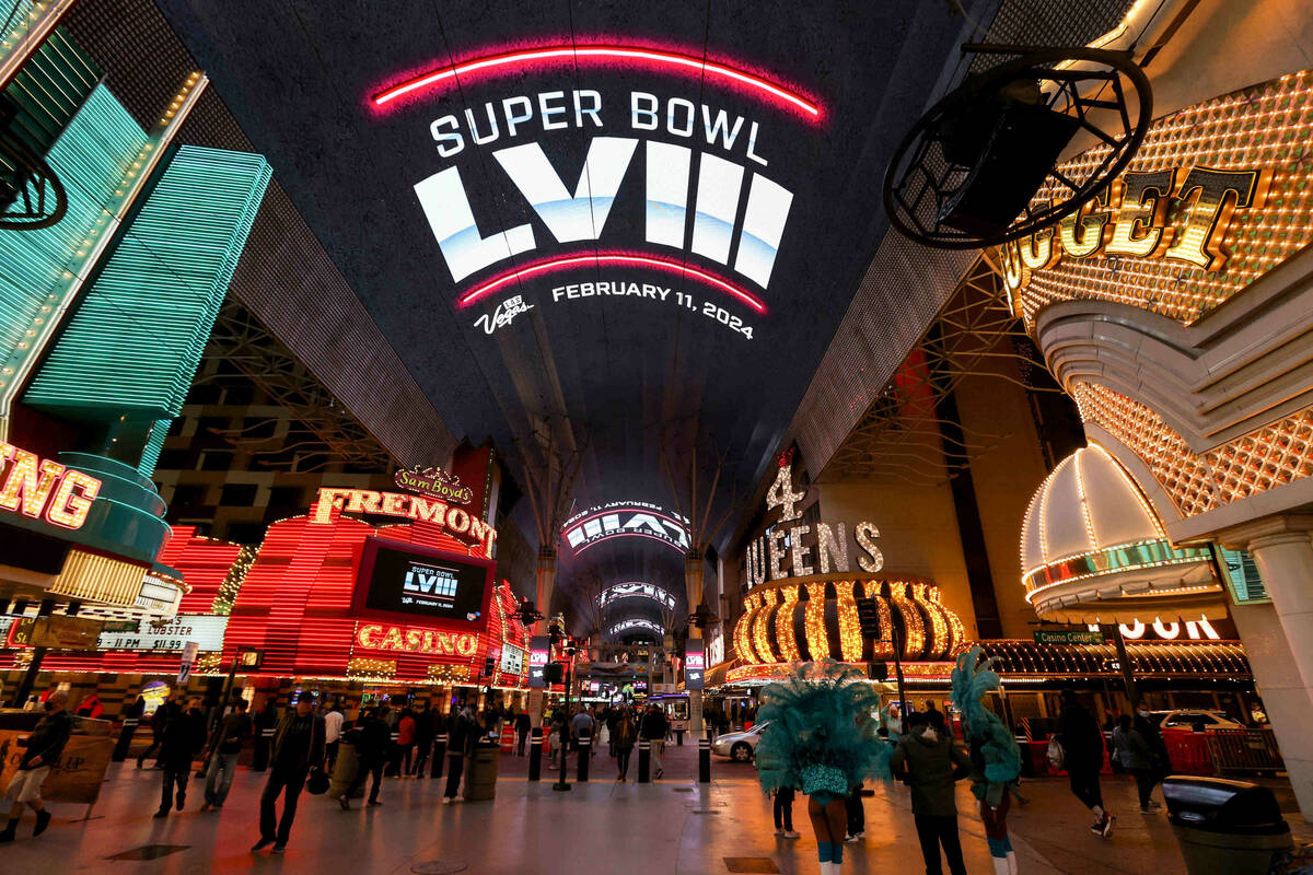 The Fremont Street Experience light show announces Wednesday, Dec. 15, 2021, the 2024 Super Bow ...