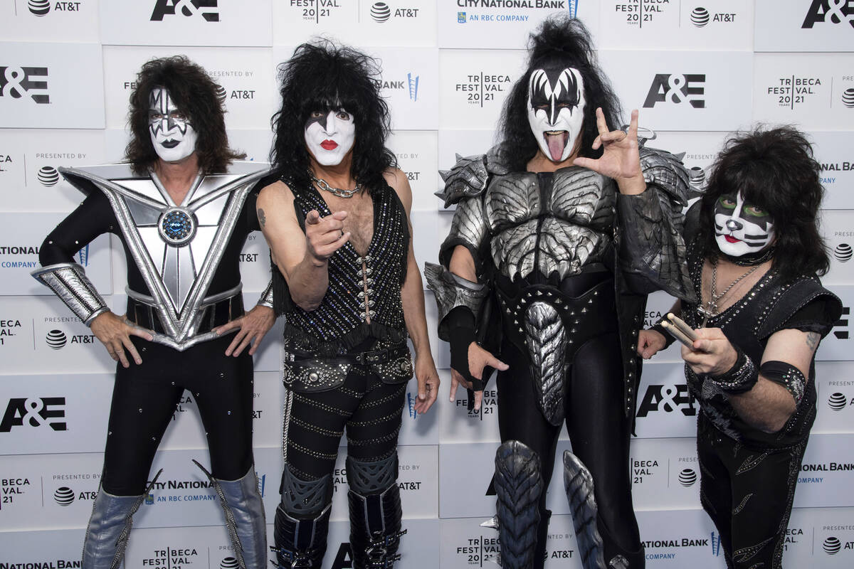 Members of the band Kiss, from left, Tommy Thayer, Paul Stanley, Gene Simmons and Eric Singer a ...