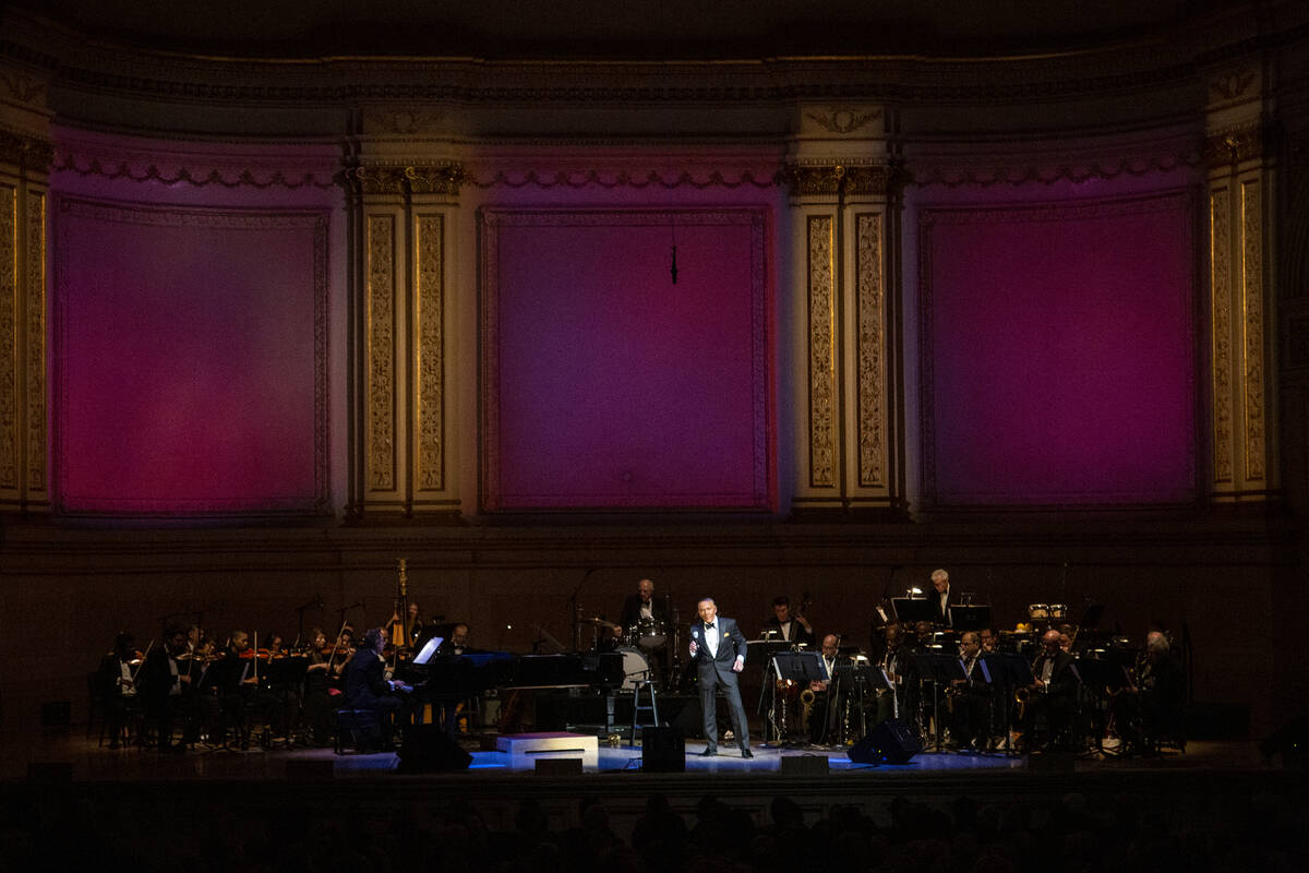 Bob Anderson performs onstage as Frank Sinatra for 'One More For The Road' at Carnegie Hall on ...