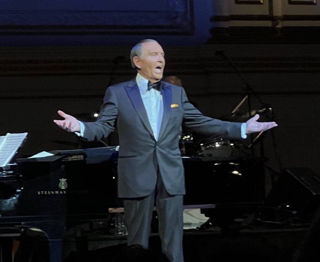 NEW YORK, NEW YORK - DECEMBER 11: Bob Anderson performs onstage as Frank Sinatra for 'One More ...