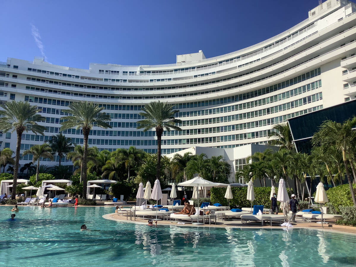 The Fontainebleau Miami Beach hotel in Florida is seen Tuesday, Dec. 7, 2021. (Eli Segall/Las V ...