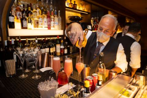 Joey Virtuoso makes drink cocktails at Olives restaurant inside of Virgin Hotels Las Vegas in L ...