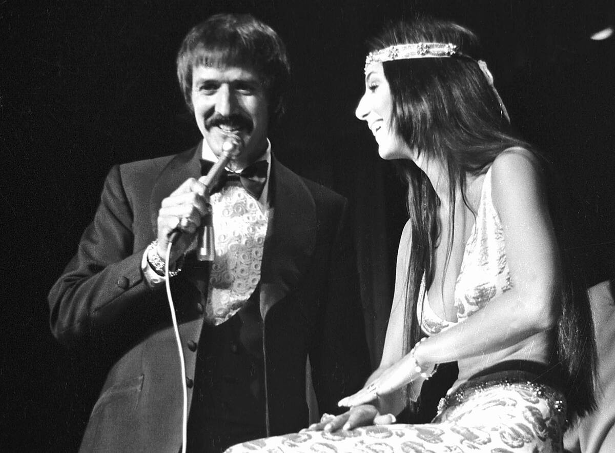 Sonny and Cher are seen during their marriage at the Flamingo hotel-casino on the Las Vegas Str ...