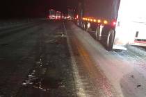 Icy roads on U.S. Highway 95 in Nye County had the road closed in both directions early Wednesd ...