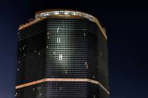 Partial signage installed on the Fontainebleau pictured on Tuesday, Dec. 14, 2021, in Las Vegas ...