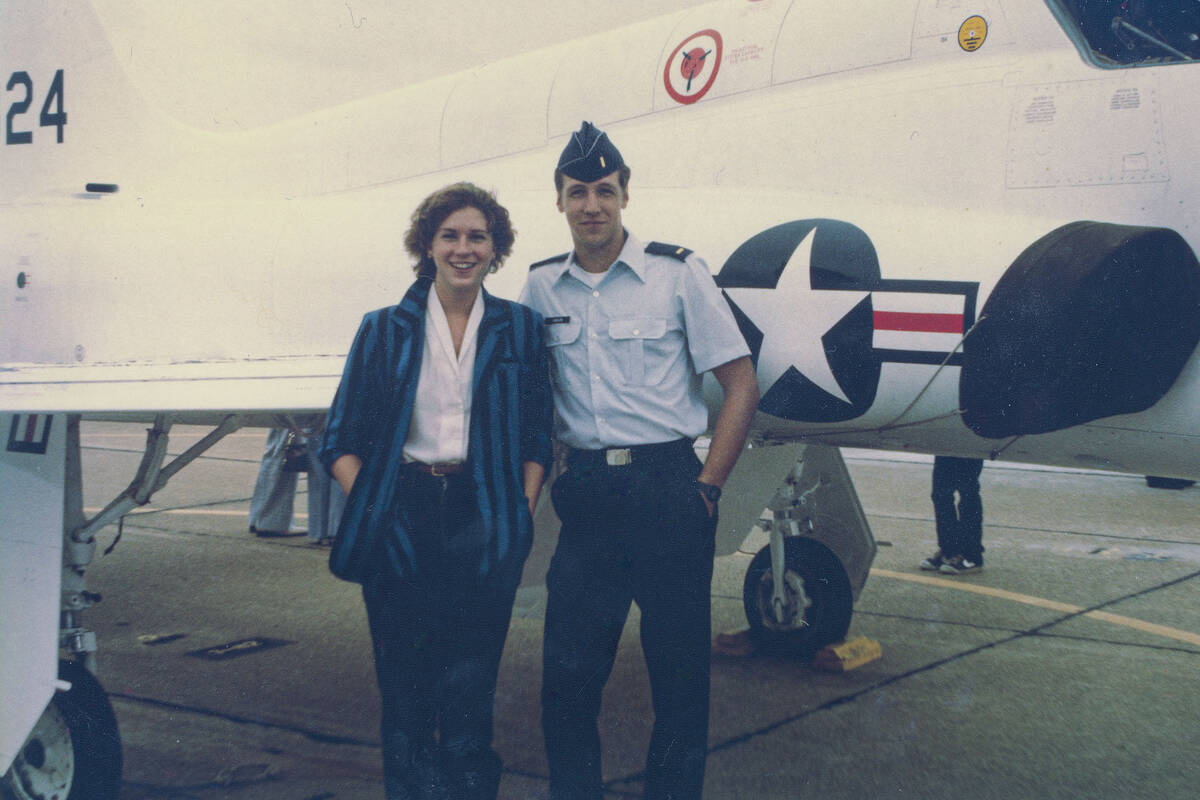 Diana Hanson and her brother, Kevin Hanson, are pictured at Columbus Air Force Base in Mississi ...