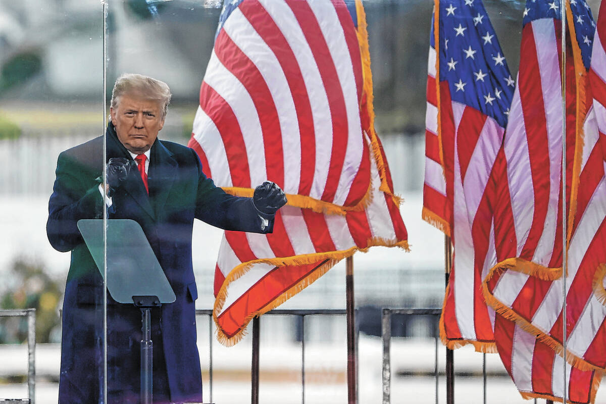 President Donald Trump greets the crowd at the "Stop The Steal" Rally on Jan. 6, 2021 ...