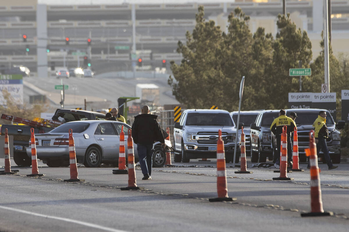 The Las Vegas Metropolitan police is investigating after a two-vehicle crash in a construction ...
